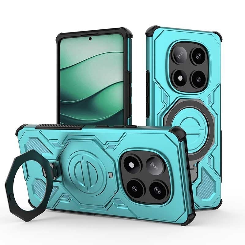 غطاء MagSafe بTPU + PC باللون أسود مغناطيسي بوظيفة حامل من مادة TPU لـ Redmi Note 15 مع مغناطيس قوي وحامل قائم مع مقاوم للصدمات مع حماية من السقوط للاستخدام المنزلي للسفر - Image 5