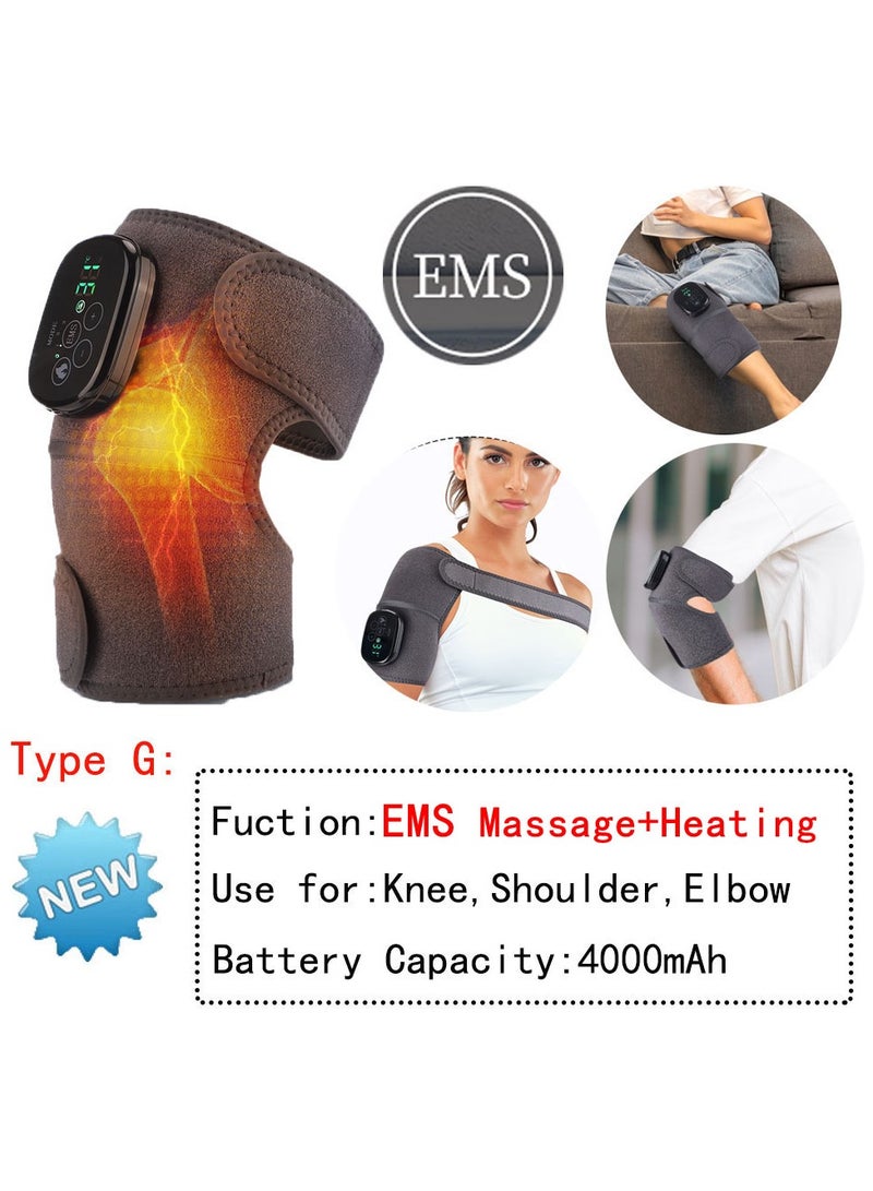AROAQ Heated Knee Brace Support, Electric Heating Knee Massager, Far Infrared Joint Physiotherapy Elbow Knee Pad, USB Charging Vibration Massage knee pad for Knee Injury Cramps Arthritis, (Type G-EMS)  - Image 1