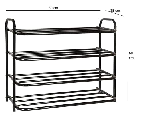 DAREV Heavy Metal Shoe Rack (4 Shelves) Foldable Open Book Shelf, Book Shelve, Shoe Rack, Shoes Storage Rack for Home Shoe Stand Shelf Big (60 * 60 * 25 cm) (Black) (4 Shelf Big) - Image 3