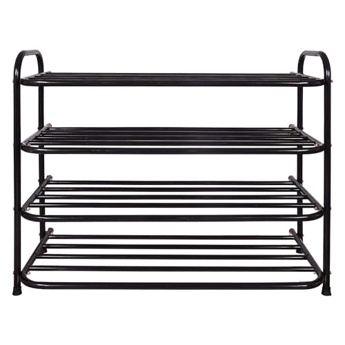 DAREV Heavy Metal Shoe Rack (4 Shelves) Foldable Open Book Shelf, Book Shelve, Shoe Rack, Shoes Storage Rack for Home Shoe Stand Shelf Big (60 * 60 * 25 cm) (Black) (4 Shelf Big) - Image 4