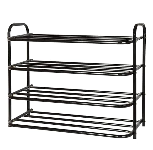DAREV Heavy Metal Shoe Rack (4 Shelves) Foldable Open Book Shelf, Book Shelve, Shoe Rack, Shoes Storage Rack for Home Shoe Stand Shelf Big (60 * 60 * 25 cm) (Black) (4 Shelf Big) - Image 5