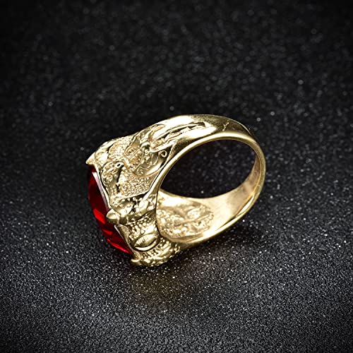 MASOP Fashion Mens Jewelry Stainless Steel Rings with Red Stone Punk Party Finger Ring Size 9 - Image 4