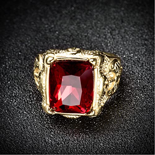 MASOP Fashion Mens Jewelry Stainless Steel Rings with Red Stone Punk Party Finger Ring Size 9 - Image 3