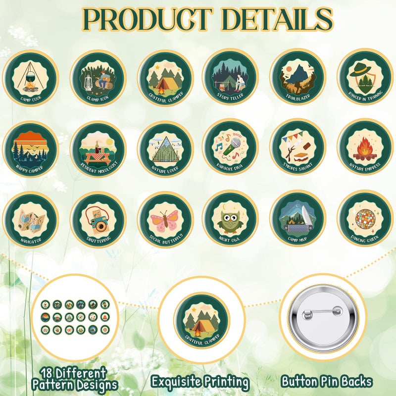 Otuuz 18 Pcs Camping Bachelor Party Merit Badge Set Camp Bachelorette Party Favors Last Trail Before The Veil Bachelorette Gift Bride Buttons for Camping Bridal Shower Team Bride Accessories - Image 2
