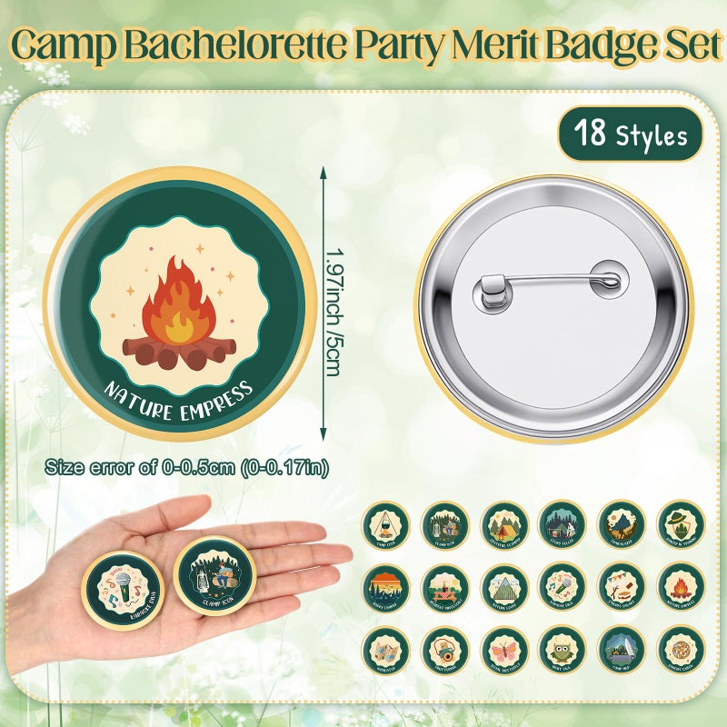 Otuuz 18 Pcs Camping Bachelor Party Merit Badge Set Camp Bachelorette Party Favors Last Trail Before The Veil Bachelorette Gift Bride Buttons for Camping Bridal Shower Team Bride Accessories - Image 3