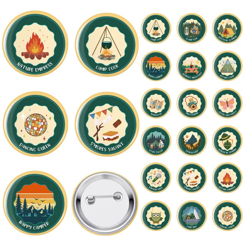Otuuz 18 Pcs Camping Bachelor Party Merit Badge Set Camp Bachelorette Party Favors Last Trail Before The Veil Bachelorette Gift Bride Buttons for Camping Bridal Shower Team Bride Accessories - Image 1