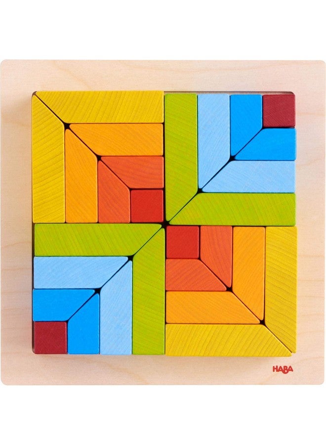 HABA لعبة ترتيب HABA ثلاثية الأبعاد - كتل بناء خشبية وألعاب تكديس للأطفال الصغار - لعبة مونتيسوري خشبية بأشكال هندسية وبطاقات أنماط، مصنوعة في ألمانيا - Image 3