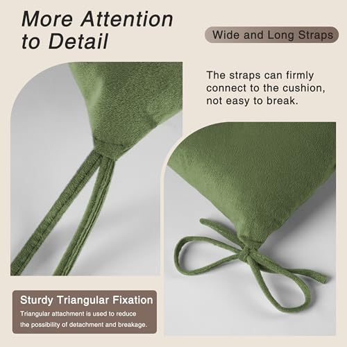OVOV Thick Rocking Chair Cushion Warm Tufted Rocking Chair Pads Set of 2 with Ties High Back and Seat Cushion Suitable for Indoor Green - Image 3