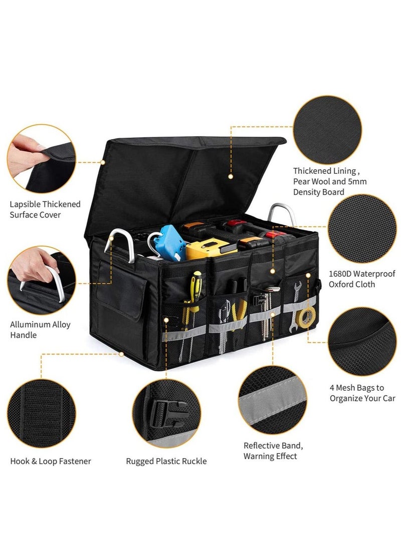 Generic Car Trunk Organizer with Lid Collapsible Car Trunk Storage Organizer Multi-Compartment Car Organizer for auto SUV Truck Minivan  - Image 3