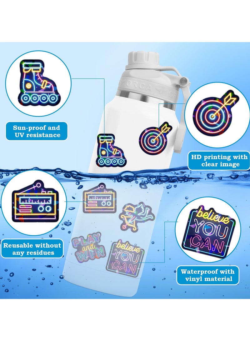 100 Pcs Neon Vinyl Stickers, Waterproof and Scratch-Resistant Neon Stickers, Bright Decals for Water Bottles, Laptops, Skateboards, Guitars, Luggage, and More - Image 4