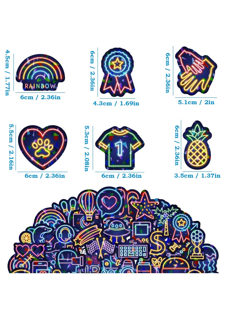 100 Pcs Neon Vinyl Stickers, Waterproof and Scratch-Resistant Neon Stickers, Bright Decals for Water Bottles, Laptops, Skateboards, Guitars, Luggage, and More - Image 2