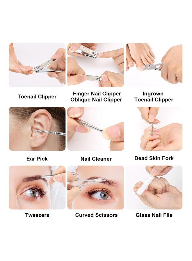 LifHap Professional Manicure Set For Adult,10-In-1 High-Grade Nail Cutter Ingrown Toenail Clippers Pedicure With Leather Travel Case.Heavy-Duty Stainless Steel Men Women Nail Care Grooming Kit. - Image 3