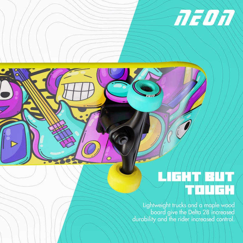 Neon Delta 28" Purple Skateboard with Compact Deck Design, Smooth Rolling Performance and Everyday Skating Fun | NS43L4 - Image 3