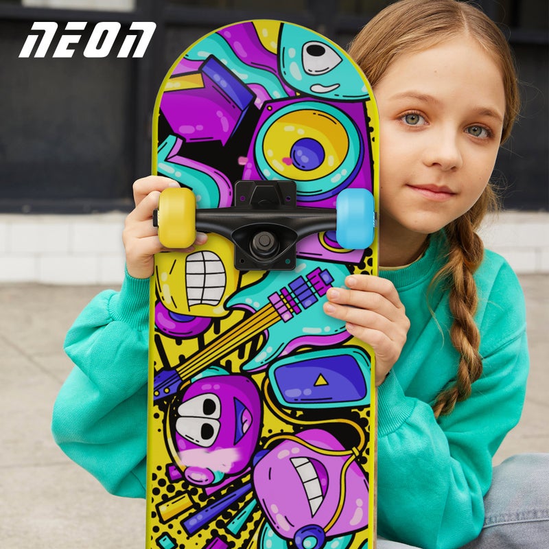 Neon Delta 28" Purple Skateboard with Compact Deck Design, Smooth Rolling Performance and Everyday Skating Fun | NS43L4 - Image 4