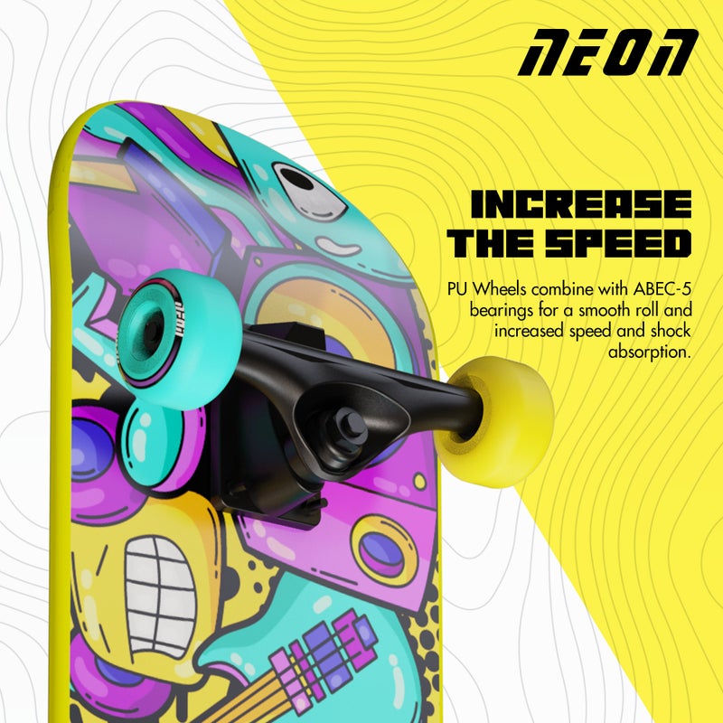 Neon Delta 28" Purple Skateboard with Compact Deck Design, Smooth Rolling Performance and Everyday Skating Fun | NS43L4 - Image 2