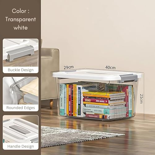 Ash  Roh Ash & Roh Multipurpose Plastic Storage Container with Lockable Lid & Wheels, Stackable Clear Organizer Bin for Clothes, Toys, Office & Garage Storage (pack of 3, 3 num transparent) - Image 2