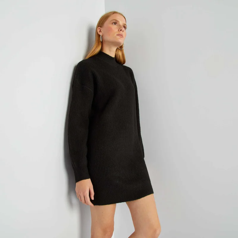 Kiabi Knit jumper dress with crew neck black