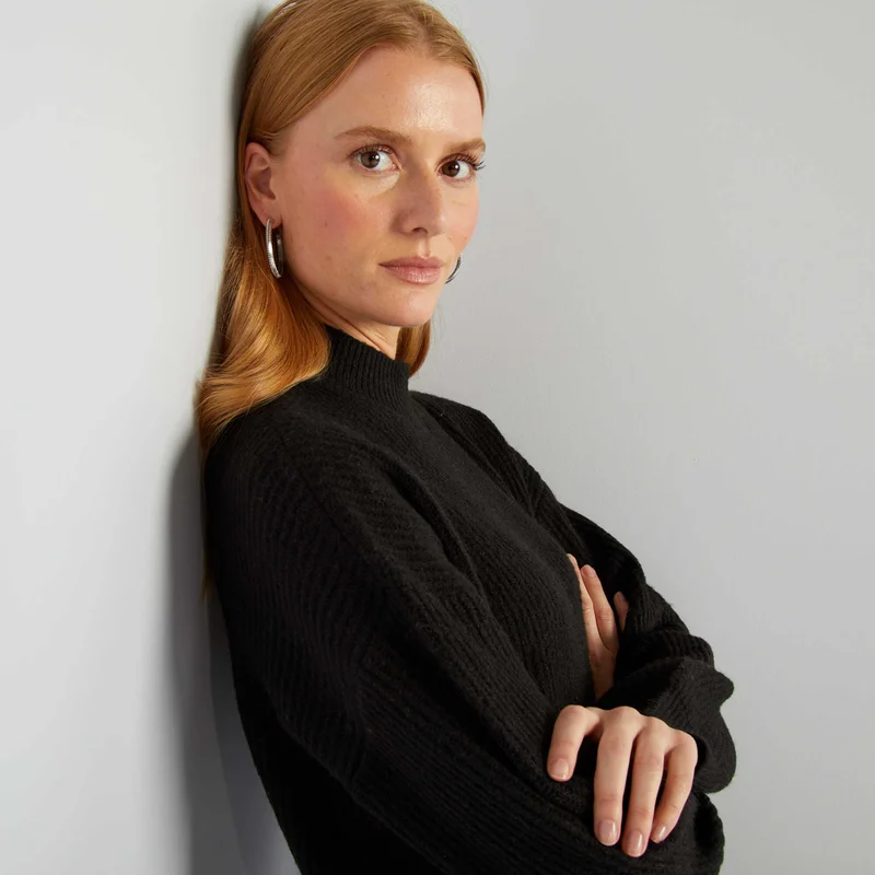 Kiabi Knit jumper dress with crew neck black