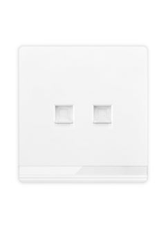 Telephone + Computer socket, 2 Gang, Double Data Socket with Shutter, White/Ivory Finish