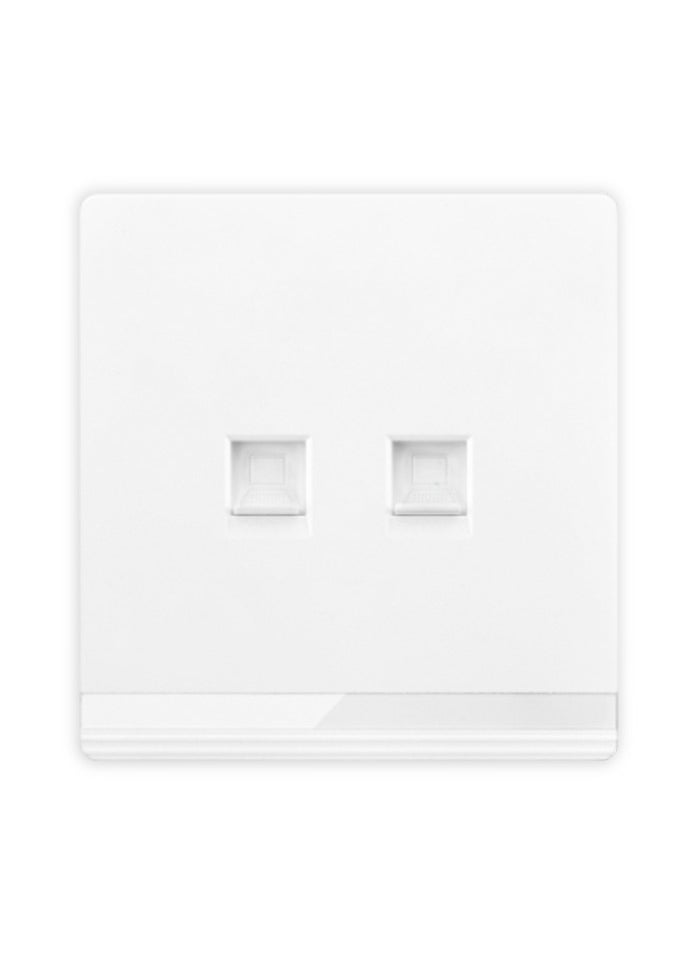 Vmax - Telephone + Computer socket, 2 Gang, Double Data Socket with Shutter, White/Ivory Finish - Image 1