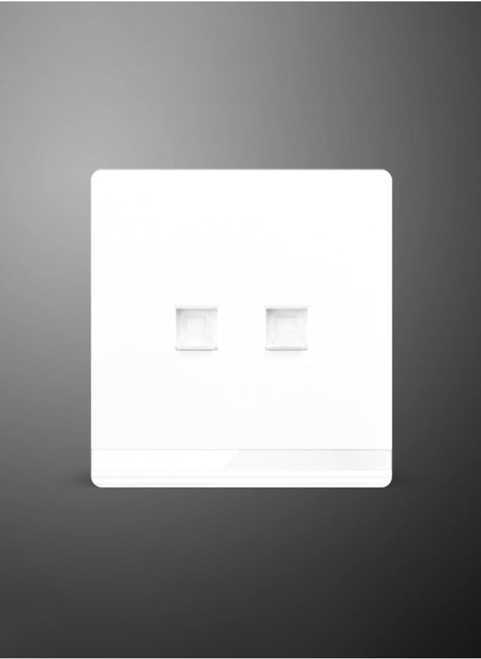 Vmax - Telephone + Computer socket, 2 Gang, Double Data Socket with Shutter, White/Ivory Finish - Image 1