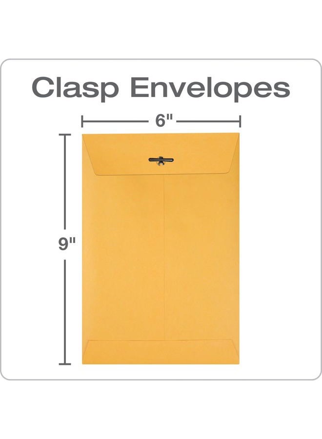 Quality Park 6 x 9 Clasp Envelopes, Clasp and Gummed Closures for Storing or Mailing, 28 lb Kraft Paper, 100 per Box (QUA37855) - Image 2