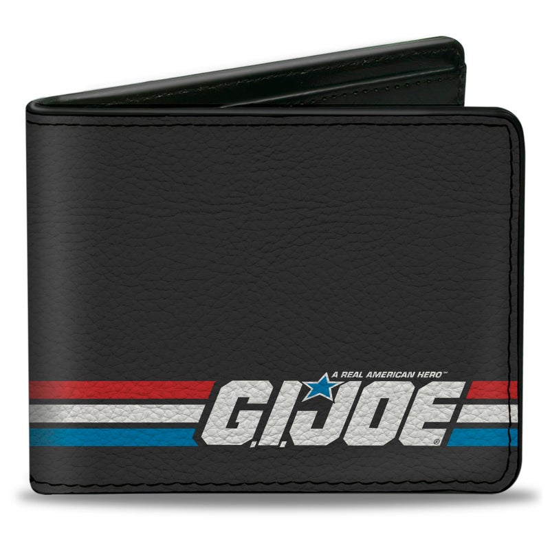 Buckle Down BuckleDown Hasbro Wallet Bifold GI Joe Title Logo Stripe Black Red White Blue Vegan Leather - Image 2