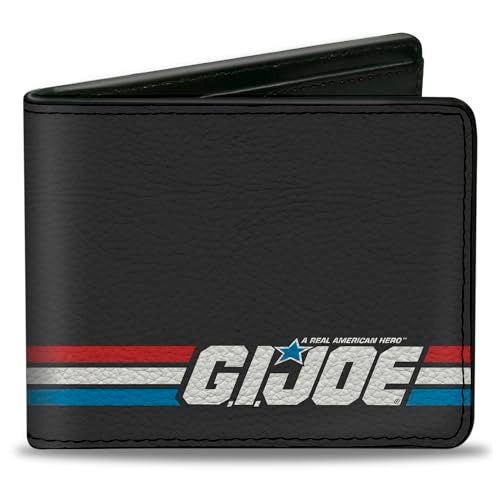 Buckle Down BuckleDown Hasbro Wallet Bifold GI Joe Title Logo Stripe Black Red White Blue Vegan Leather - Image 1