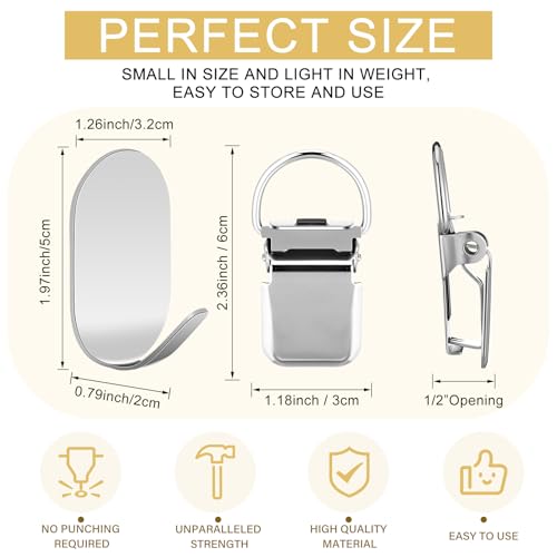 Yaocom 4 Set Tapestry Wall Hanging Clips Self Adhesive Wall Hanger Textile Art Decoration Metal Clips for Hanging Rugs Carpet Display, Silver - Image 2