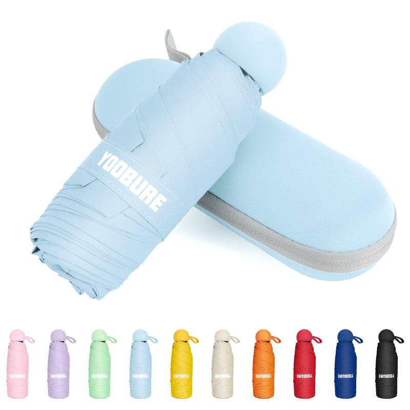 Yoobure Travel Umbrella Portable Compact Umbrellas, Pocket Mini for Purse, Umbrellas for UV Sun & Rain Small for Backpack, Umbrella with Case Folding for Kids Women - Image 1
