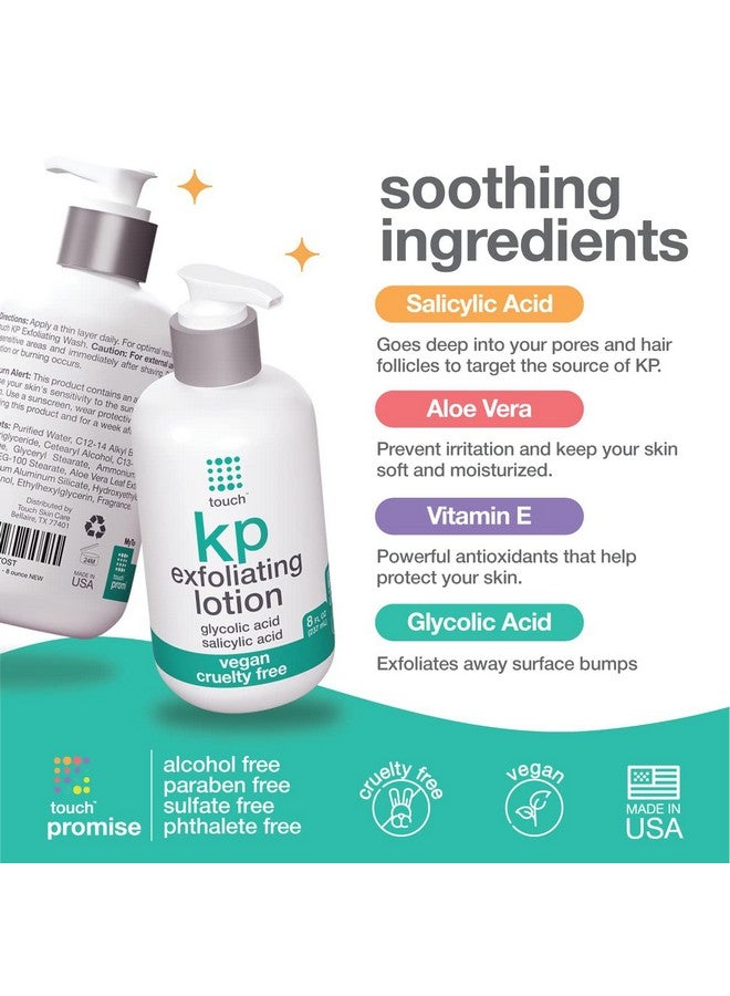 TOUCH Glycolic Acid Lotion for Keratosis Pilaris - KP Lotion Moisturizer - Glycolic Acid Body Lotion for AHA BHA Rough & Bumpy Skin- Keratosis Pilaris Exfoliating Lotion Gets Rid Of Redness - 8 Fl Oz - Image 3