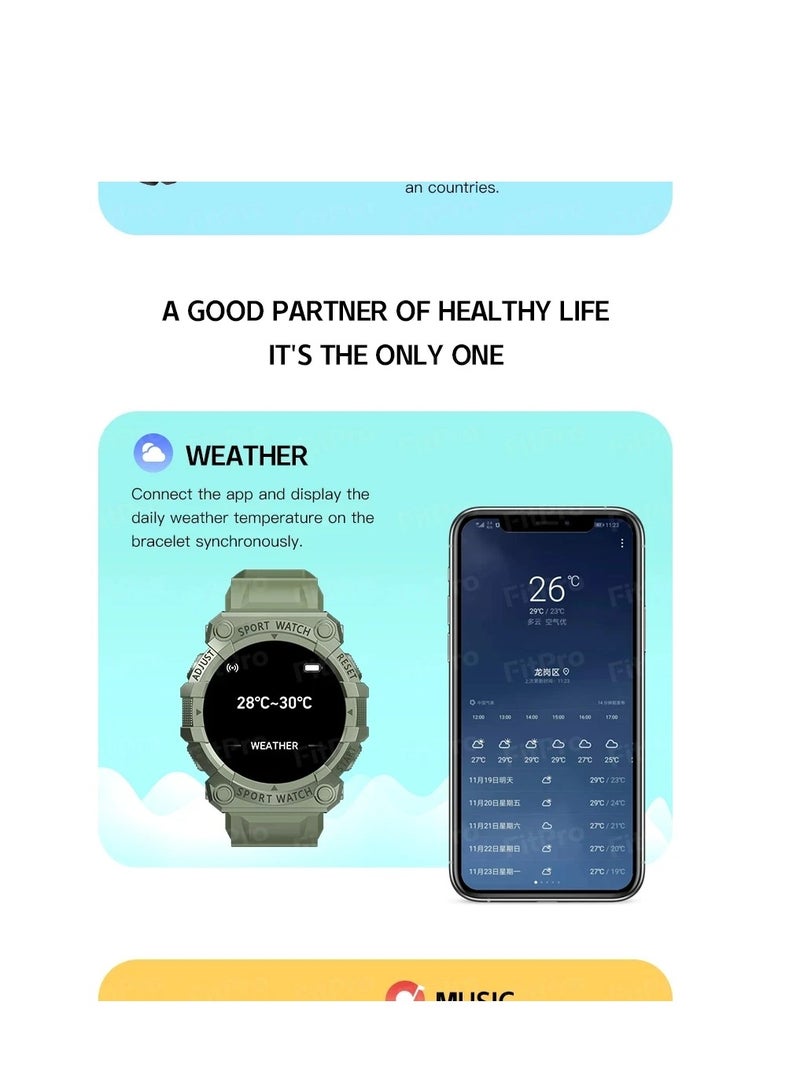 AROAQ Smart Watch, Green Large Display Bluetooth Calling Rugged Smartwatch,  Ip68 Touchscreen Fitness Smart Watch For Ios And Android - Image 3