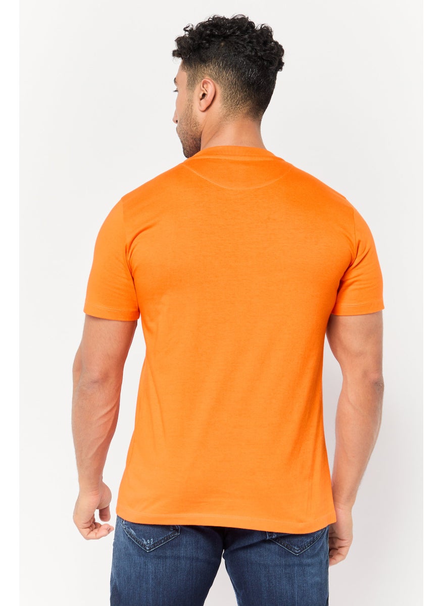 LAMBORGHINI Men Crew Neck Short Sleeve Graphic Print, Orange  - Image 3