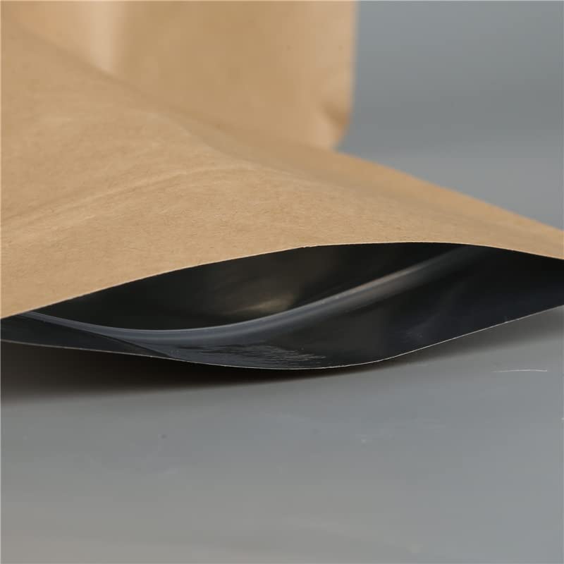 Adaamya Reusable Zip Lock Brown Kraft Stand Up Paper Pouch Bags without Rectangle Transparent Window TearAway Notch for MultiPurpose Storage Pack of 50 Pcs 400 gm - Image 3