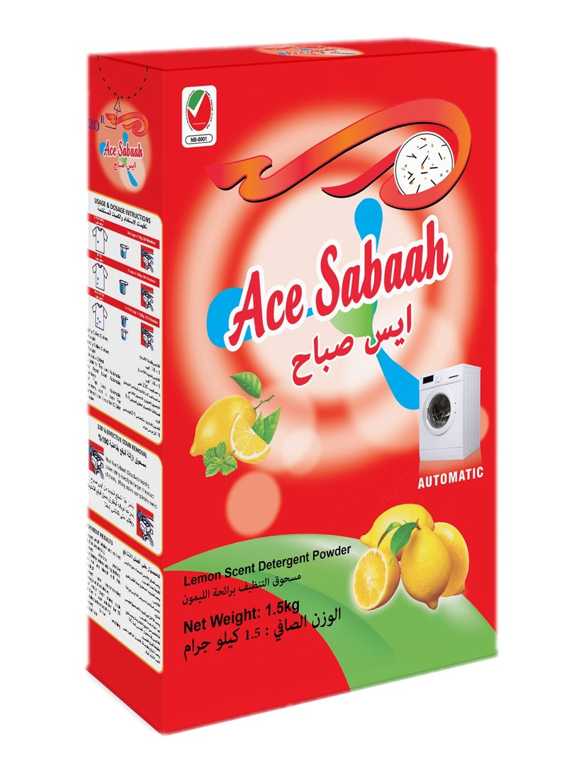 Ace Sabaah Lemon Scent Detergent Powder 1.5Kg Pack Of 1