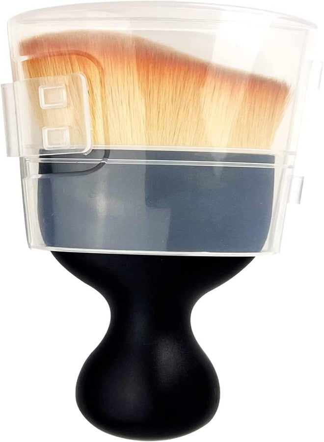 Professional Makeup Foundation Brush with Protective Cover, Ergonomic Handle, Black - Image 1