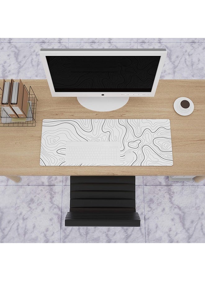 Large Gaming Mouse Pad with Sewn Edges,Minimalist Topographic Map Desk Pad with Non-slip Base,Desk Pad for Keyboard and Mouse(300*800*3mm)