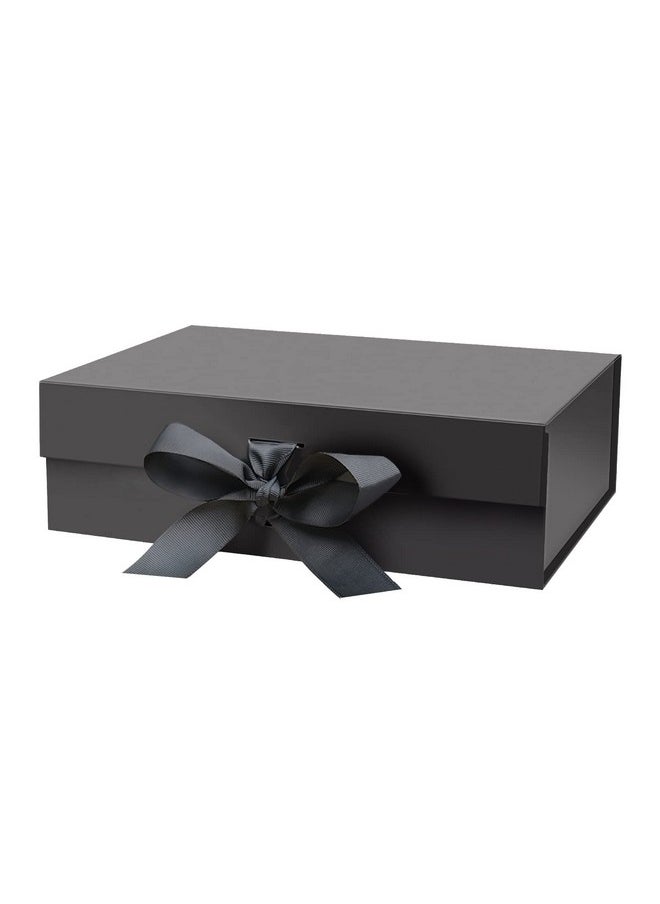 DaiUni 10.5"X7.5"X3.1" Black Magnetic Gift Box With Lid And Ribbon For Presents  - Image 1