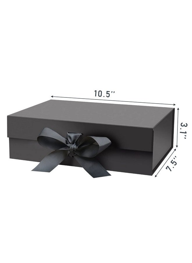DaiUni 10.5"X7.5"X3.1" Black Magnetic Gift Box With Lid And Ribbon For Presents  - Image 2