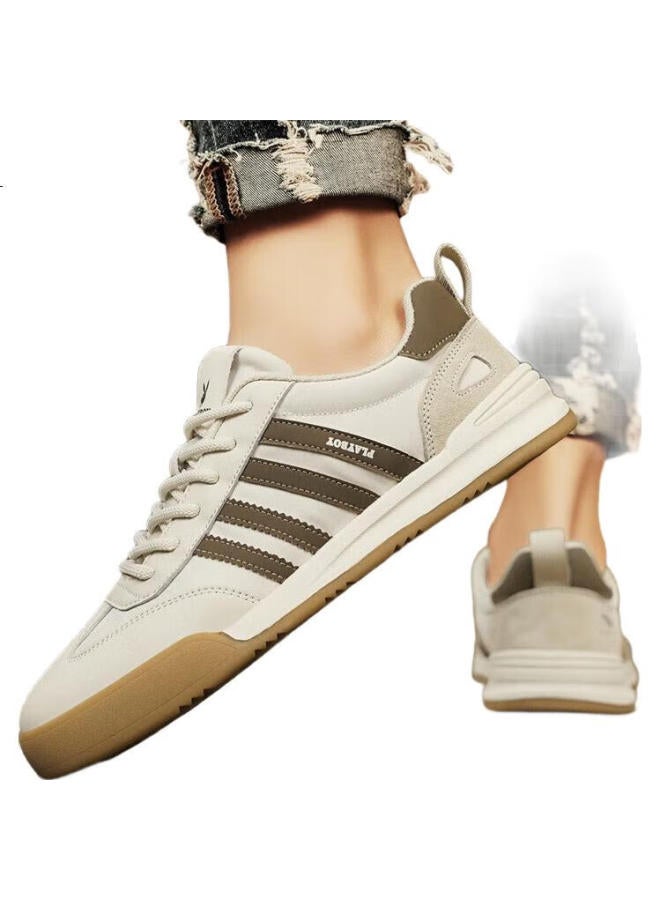 PLAYBOY Men'S Casual Shoes Spring/Summer Men'S Shoes Men'S Casual Shoes All-Match Sports Shoes Beige Size 40 - Image 1