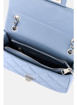bebe Women Quilted Pattern Cross Body Bag 17 H x 27 L x 8 W cm, Denim Blue  - Image 3