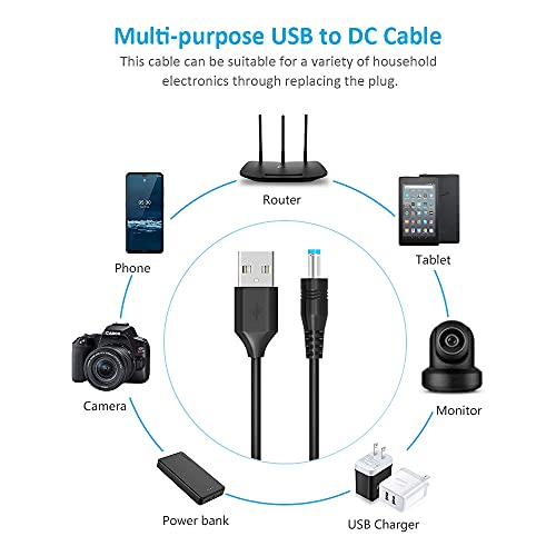 Belker Universal 5V DC 5.5 2.1mm Jack Charging Cable Power Cord, USB to DC Power Cable with 14 Interchangeable Plugs Connectors Adapters Compatible with 5V Devices Max Support 3A - Image 4