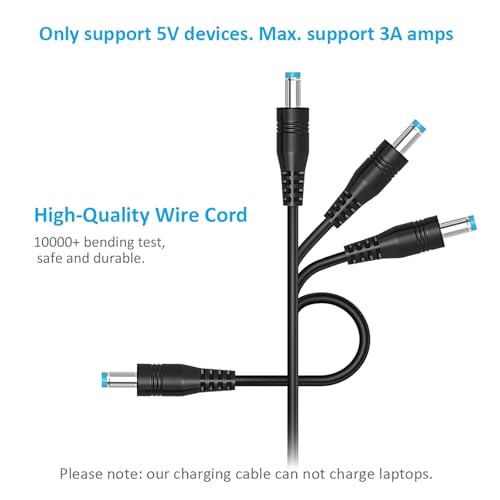 Belker Universal 5V DC 5.5 2.1mm Jack Charging Cable Power Cord, USB to DC Power Cable with 14 Interchangeable Plugs Connectors Adapters Compatible with 5V Devices Max Support 3A - Image 5