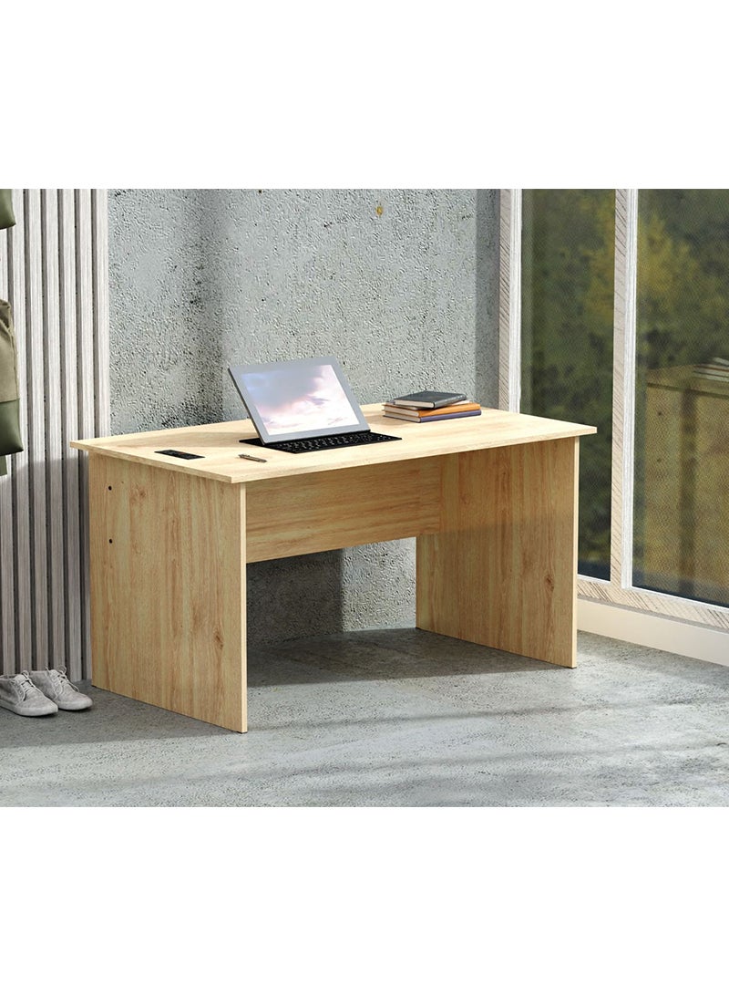 Mahmayi Mahmayi MP1 140x80 Writing Table Without Drawers - Oak with Black BS01 Desktop Socket with USB AC Port for Office, Home, and Meeting Room 17 cm - Image 4