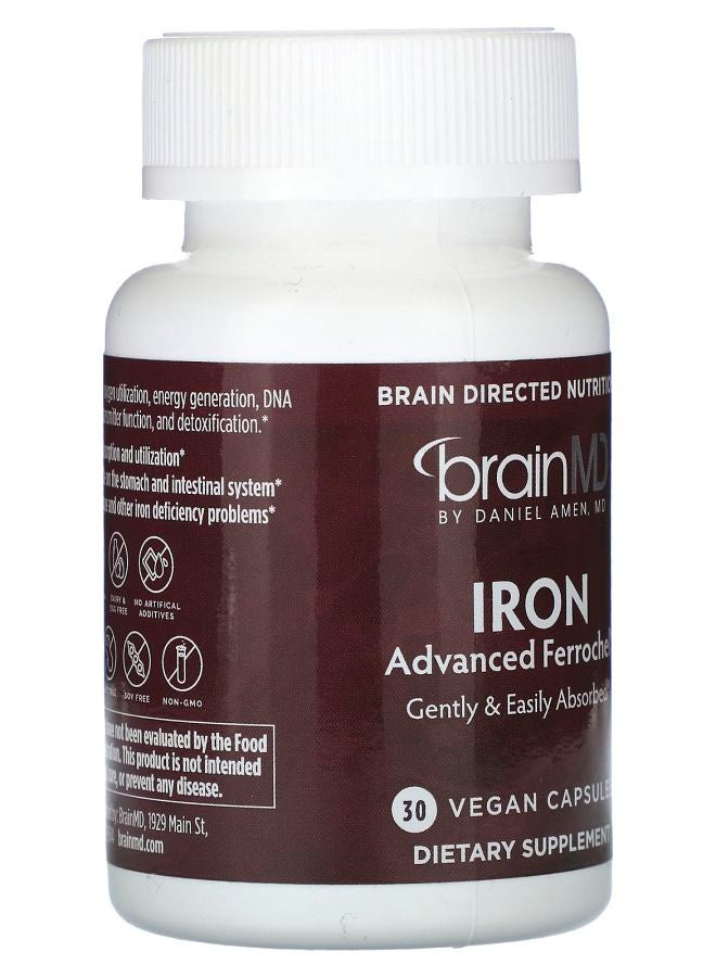 BRAINMD Iron 30 Vegan Capsules (25 mg Per Capsule) - Image 2