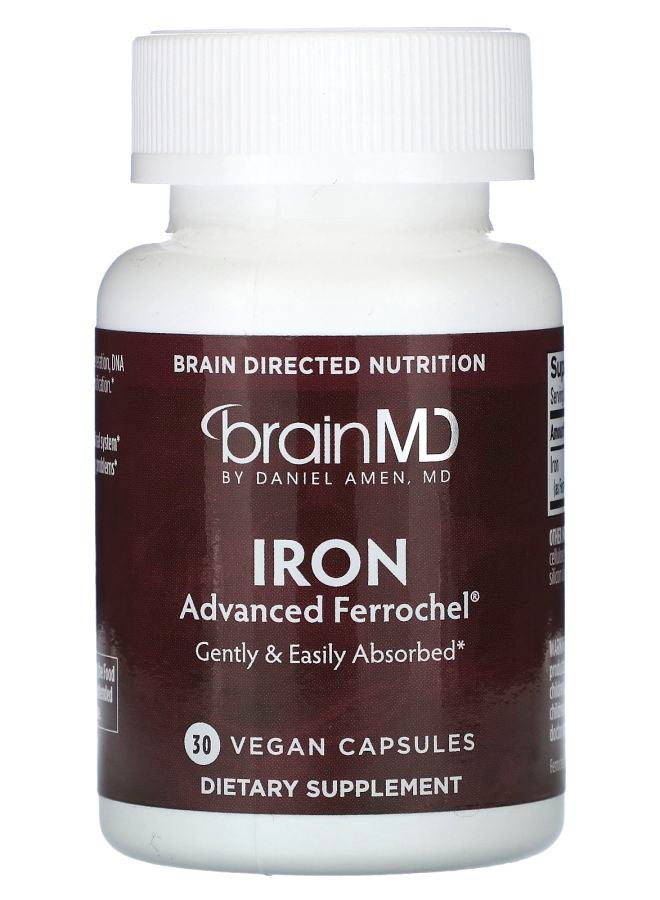 BRAINMD Iron 30 Vegan Capsules (25 mg Per Capsule) - Image 1