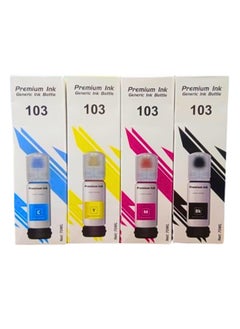 Terabyte Ink Set 103 for EcoTank for EPSON Combo Set 4-Pack Black Cyan Magenta Yellow for L1110‎ L3110 L3111 L3150 L3151‎ L3156 L3160 L5190‎  - Image 1