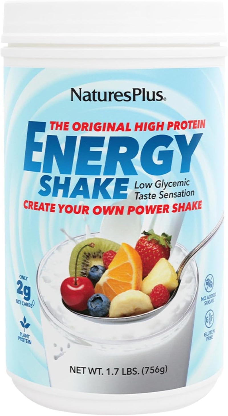 NaturesPlus Natures Plus Energy Shake  17 lb  16 Grams of PlantBased Protein Per Serving  Contains DigestionSupporting Enzymes  No Added Sugar  NonGMO Vegetarian Gluten Free  28 Servings - Image 1