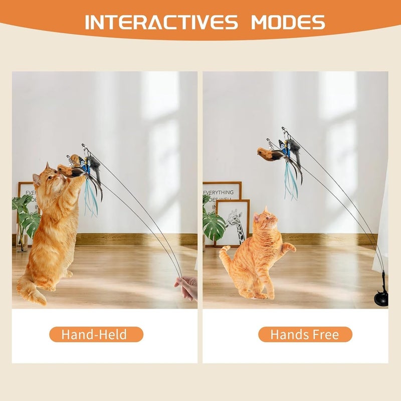 9in1 Interactive Automatic Cat Teaser Wand Toy with Strong Suction Cup and 8 Feather Replacements - Image 5