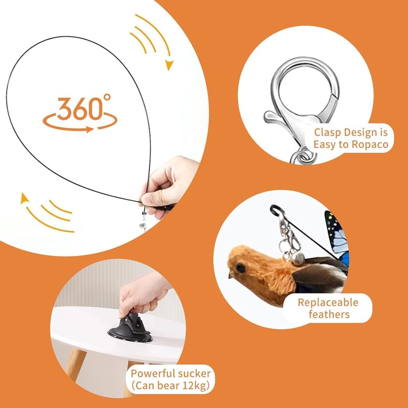 9in1 Interactive Automatic Cat Teaser Wand Toy with Strong Suction Cup and 8 Feather Replacements - Image 2